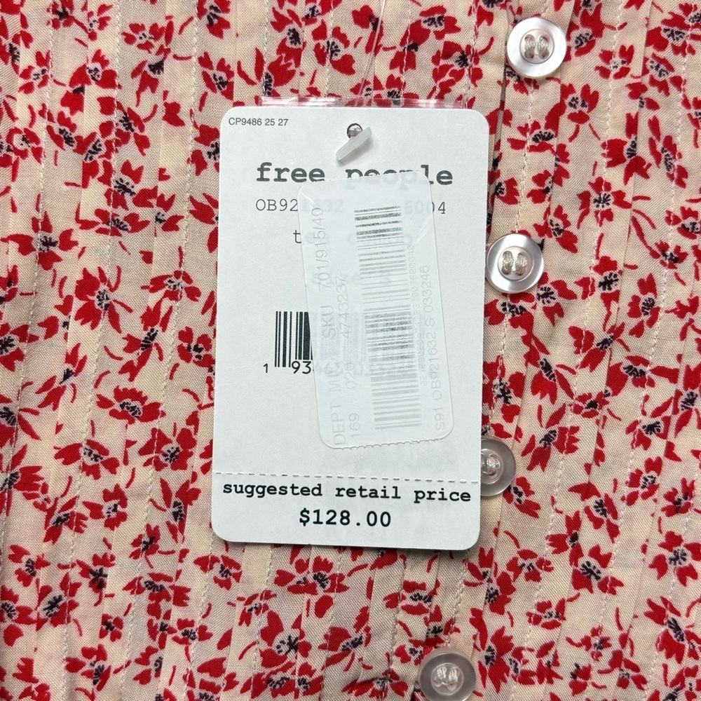 NWT Free People One Fine Day Mini Dress in Tea Combo Size S Red Floral Print - Picture 14 of 14